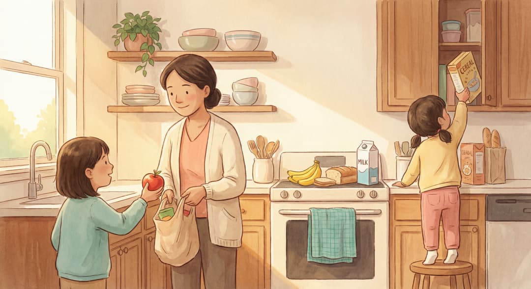 Illustration of healthy food shopping